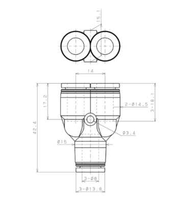 Đầu nối chữ Y Khớp nối khí nén dau noi chu y