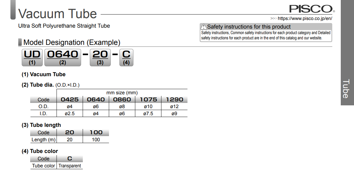 UD0425-100-C Ống chân không PISCO ud0425 100 c ong chan khong pisco 2