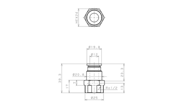 PCF12-04 Đầu nối khí nén thẳng 12mm ren trong 20mm pcf12 04 dau noi khi nen thang 12mm ren trong 20mm 1